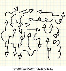 Set of arrows in different directions on white background illustration