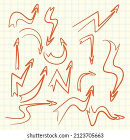 Conjunto de flechas en diferentes direcciones en la ilustración de fondo blanco