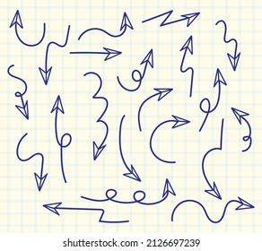 Set of arrows in different directions on white background illustration