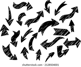 Conjunto de flechas en diferentes direcciones en la ilustración de fondo blanco