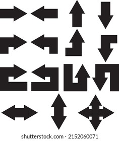 A set of arrows, different shaped flat arrow icons for designing 