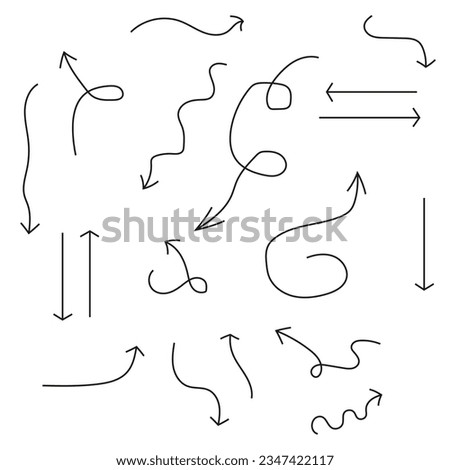 Set of arrows of different shapes and directions. Vector illustration. EPS 10.