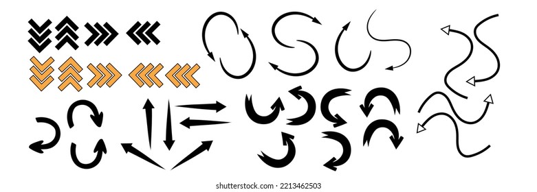 Set of arrows different size. Vector, arrows on white background.