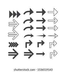 Set of arrows with different style. Vector icon template