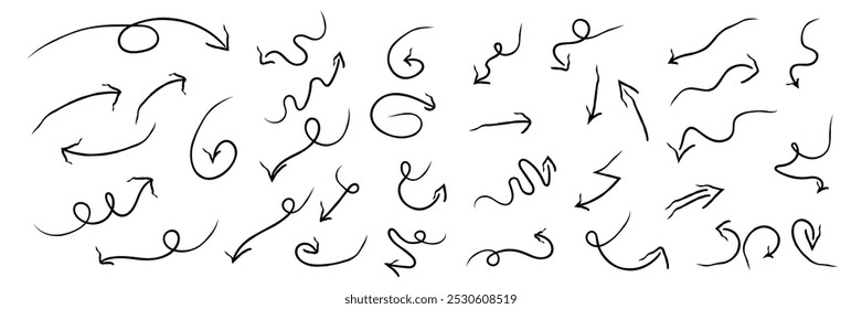 A set of arrows and directions for the design. Arrows for infographics.