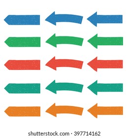Set of arrows and directions. Hand drawn vector. Infographic for web design, design elements A set of web design elements in vintage style. A set of  arrows. Vector illustration.
