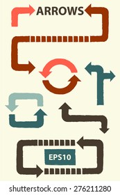 Set of arrows and directions, signs left, right, up down. Vector illustration