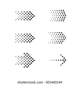 Set of arrows dots, halftone