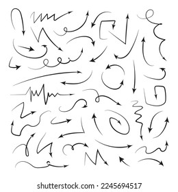 Set of arrows drawn by hand