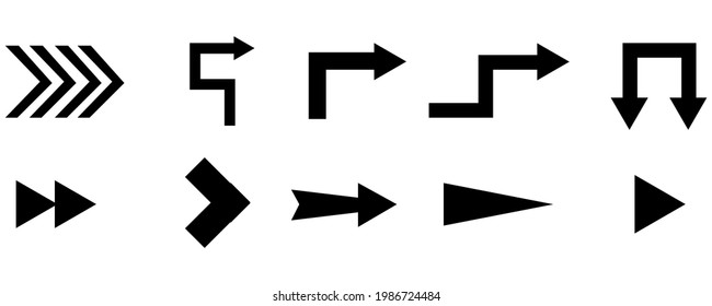 Set arrows flat icons. Vector simple flat icon.