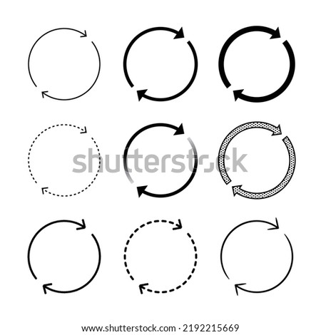 Set of arrows in the form of rotation, process, circulation, repetition, steps, sync and cycle
