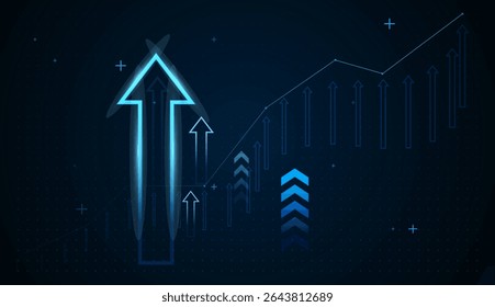 Set of arrows Growing chart against the background. groups of blue arrows upward concept design showcases multiple arrows rising, symbolizing growth concepts