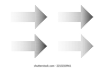 Conjunto de flechas con efecto de medio tono. Los puntos de semitono de las flechas.