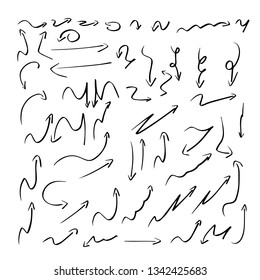 Set of arrows. Arrows hand drawn set black 