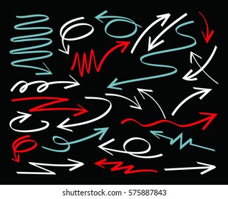 Set of Arrows Hand Drawn Design Element. Vector illustration