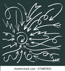Set of Arrows Hand Drawn Design Element. Vector illustration