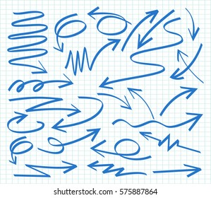 Set of Arrows Hand Drawn Design Element. Vector illustration