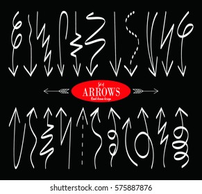 Set of Arrows Hand Drawn Design Element. Vector illustration