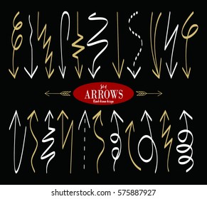 Set of Arrows Hand Drawn Design Element. Vector illustration
