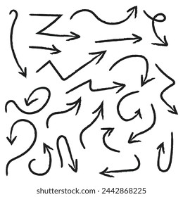 Set of arrows hand made vector on white background