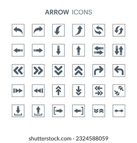 Establecer el icono de flechas. 6 Estilo de un icono diferente Flechas en formato vector.Modernas flechas simples. Ilustración del vector