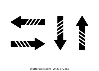 Set of arrows icon. Black silhouette. Front side view. Vector simple flat graphic illustration. Isolated object on a white background. Isolate.