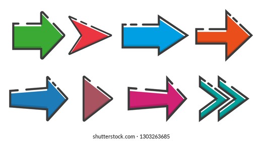 Set of arrows icon in a flat design. Vector illustration eps10.