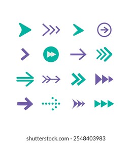 Conjunto de iconos de flechas sobre fondo blanco