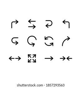 Juego de flechas símbolo de icono vector sobre fondo blanco