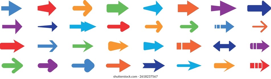 Set of arrows icons. Collection arrows. Arrow icon. Collection different arrow signs. Arrows vector sing isolated on white background