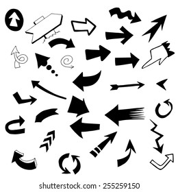 Set arrows icons. Draw by hand.
