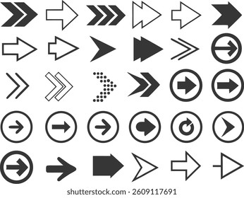 Set of Arrows Icons for Navigation and Design Elements