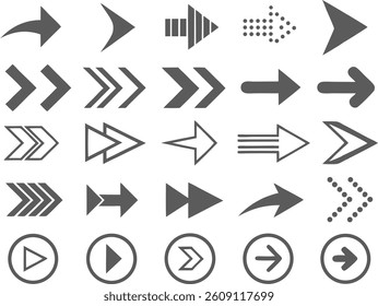Set of Arrows Icons for Navigation and Design Elements