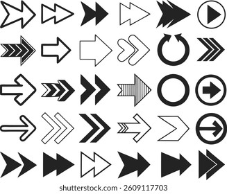 Set of Arrows Icons for Navigation and Design Elements