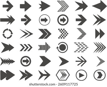 Set of Arrows Icons for Navigation and Design Elements