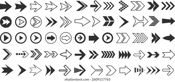 Set of Arrows Icons for Navigation and Design Elements