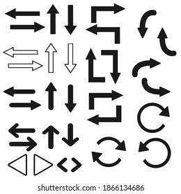 Set of arrows icons in style flat