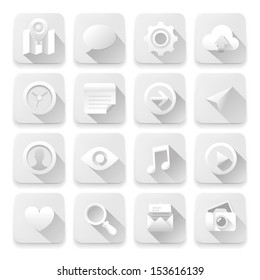 Set arrows icons, vector illustration of white app buttons, web design elements.  