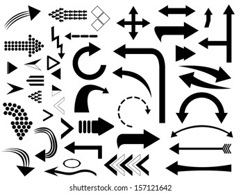 Set of arrows illustrated on white
