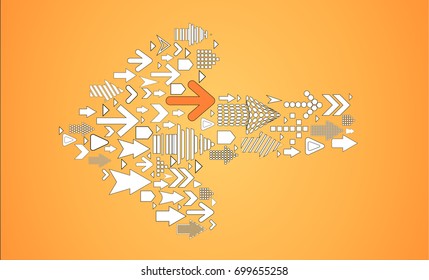 Set of arrows indicating the path. Concept - and if you're right?