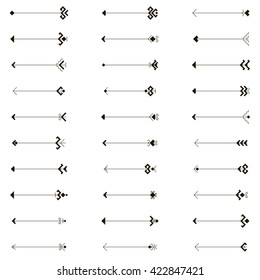 set of arrows isolated, made in a design style with stylized geometric elements in black.Vector illustration