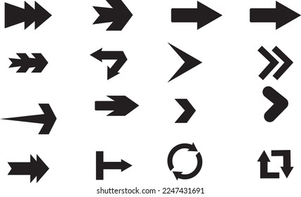 Set  arrows isolated on white background.