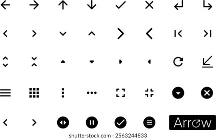 Set of arrows isolated on white. Arrow vector icon set illustration collection. Cursor arrow up down and symbol icons. Modern simple solid collection web design, mobile apps, interface minimal flat