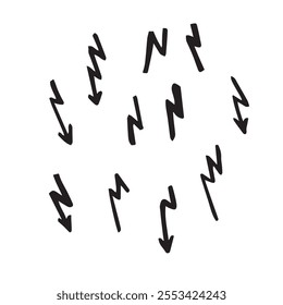 A set of arrows or lightning bolts in the style of doodles