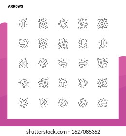 Set of Arrows Line Icon set 25 Icons. Vector Minimalism Style Design Black Icons Set. Linear pictogram pack.