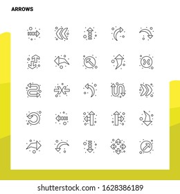 Set of Arrows Line Icon set 25 Icons. Vector Minimalism Style Design Black Icons Set. Linear pictogram pack.