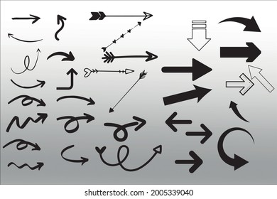 set of arrows line isolated or logo isolated sign symbol vector, outline and stroke style Collection of high-quality black style vector illustration