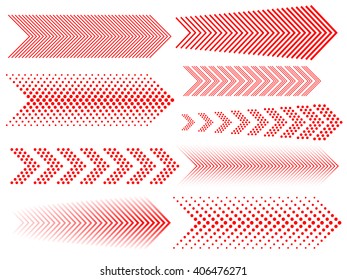 Set of Arrows. Linear Dots Arrow. Vector illustration.