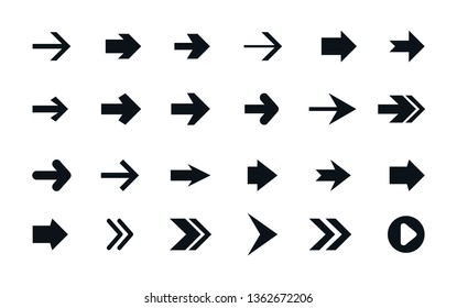 Set arrows mark flat style symbol. Vector icon set of arrow pointer