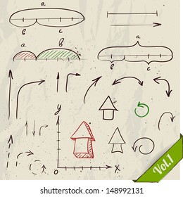 Set of arrows and math elements. Vector illustration EPS8